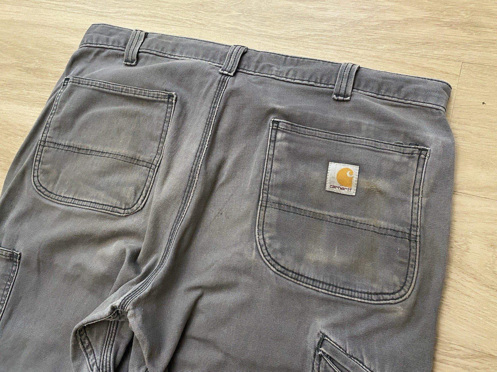 Carhartt Relaxed Straight Pants Men 36×32 Gray Double Knee Distressed 102802-029
