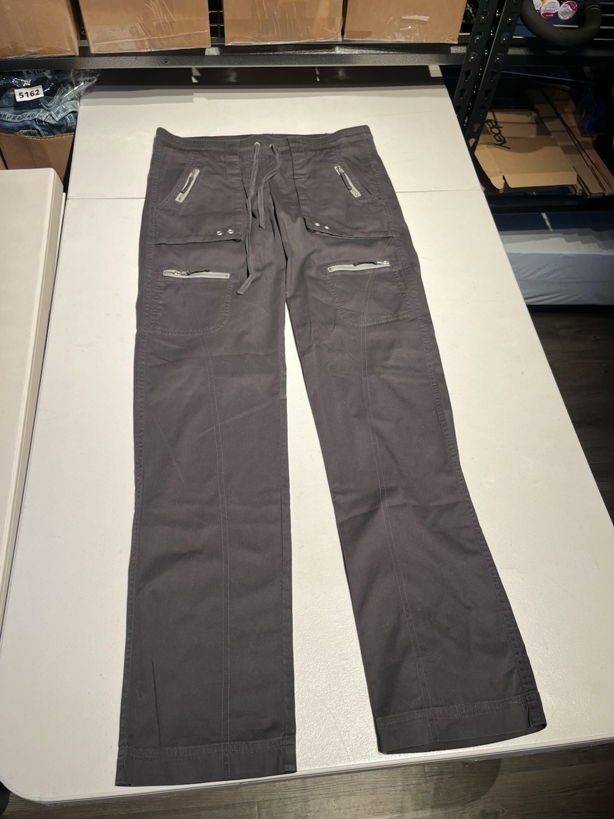 Pete & Greta Pants 2 Johnny Was Gray Drawstring Cargo Utility Boho 34×33 VTG