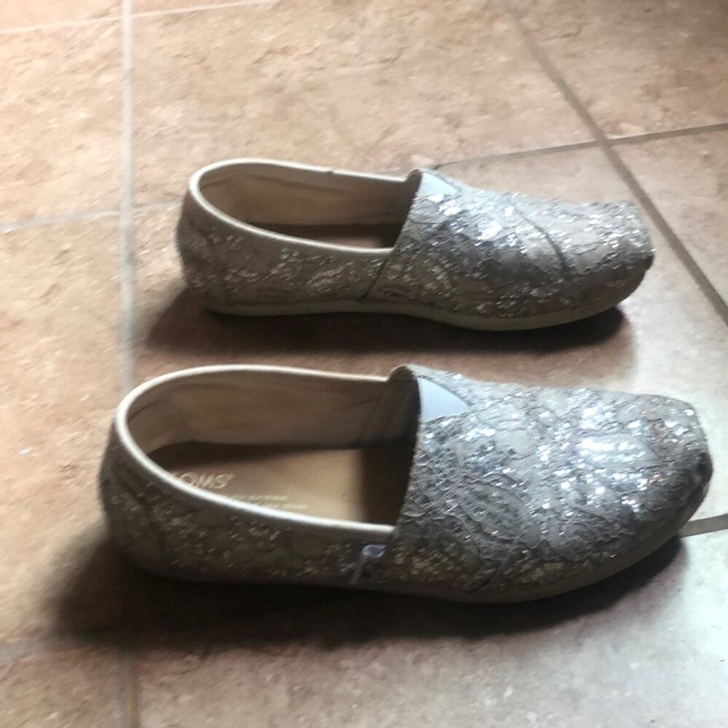 Toms Silver Lace Glitter