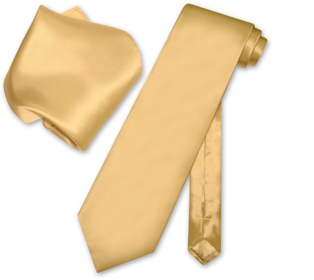Biagio 100% SILK Solid GOLD Color NeckTie and Handkerchief Mens Neck Tie Set