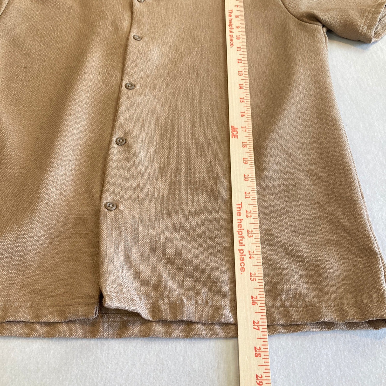 Malibu Beach Club Shirt Mens Medium Drill Clothing Tan Textured Camp Collar