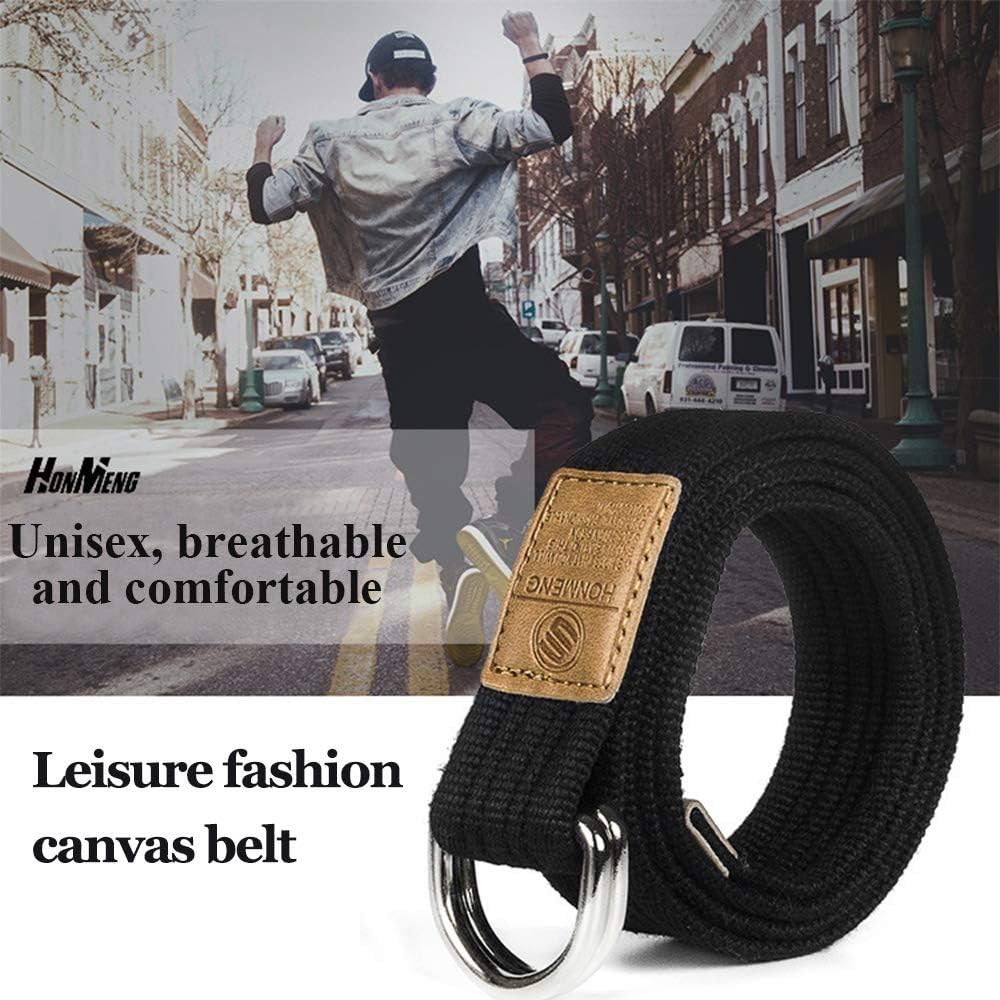 3 Pack Canvas Web Belts 1.25″ Wide Double D-ring Buckle for Men, Adjustable…