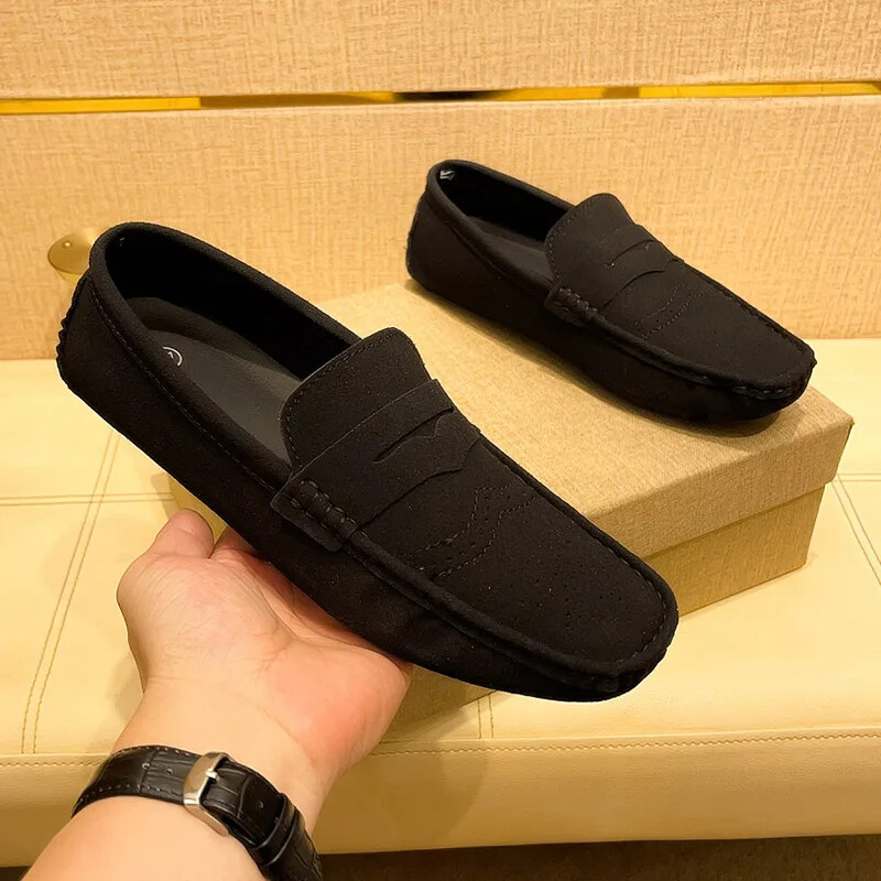 Men Casual Shoes Suede Lazy Slip-on Driving Flat Boat Shoes Loafers Moccasins