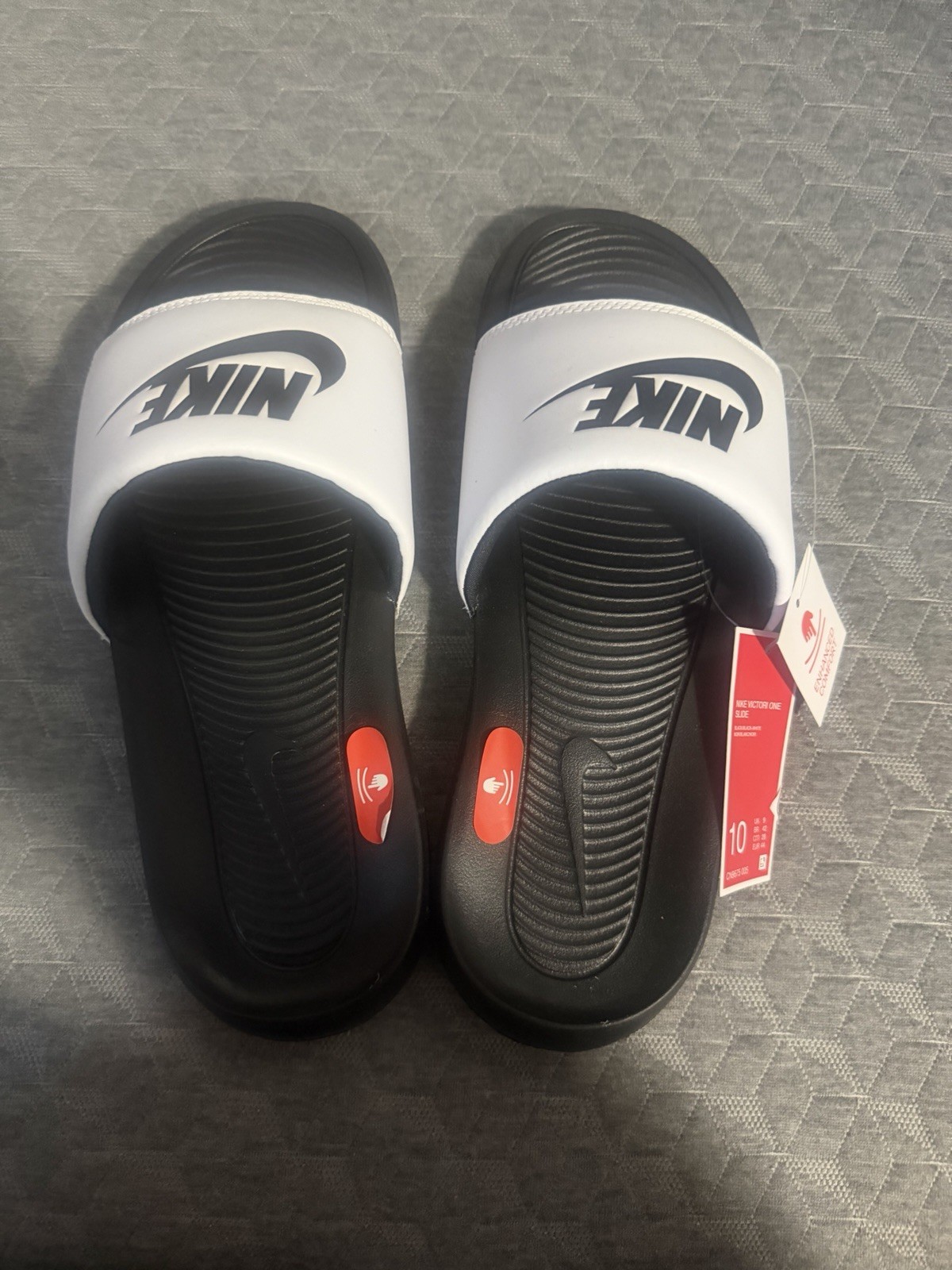 Nike Victori One Slide Sandals Black White Men’s Size 10 Comfort Logo