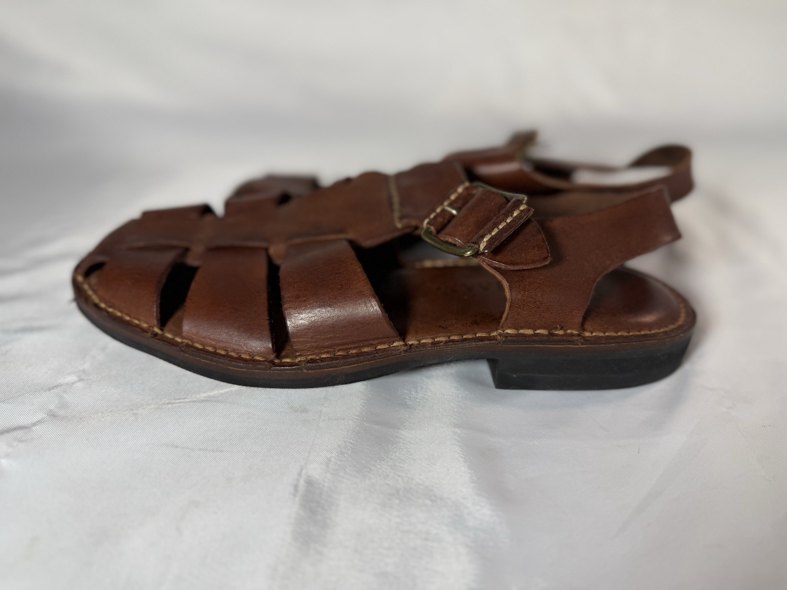 Cole Haan MADE IN BRAZIL Brown Leather Ankle Strap Fisherman Sandals MENS 9.5 3R