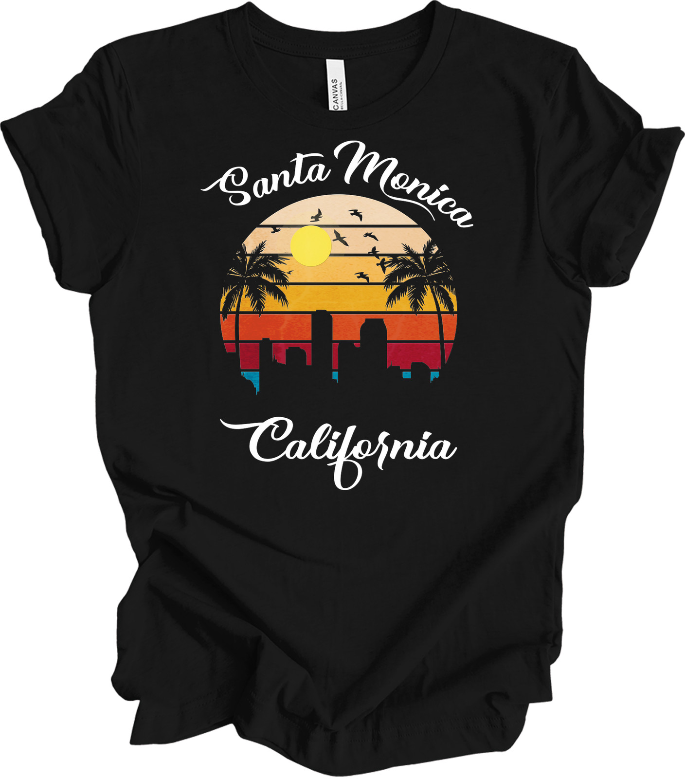 Santa Monica California Retro Sunset Vintage Cali Beach Gift Summer T-Shirt