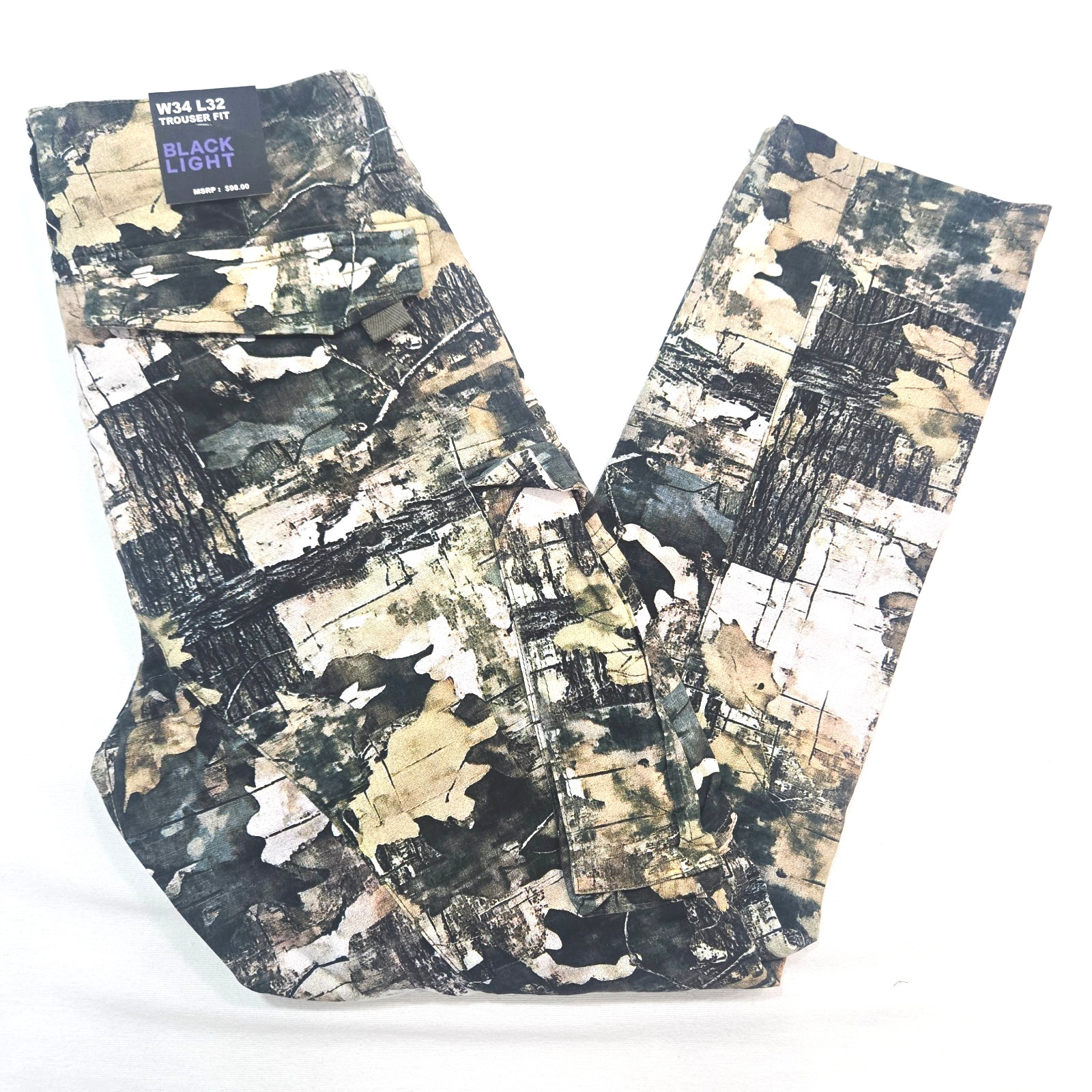 Black Light Men’s Camo Jeans Stretch Trouser Fit Yellow Stone Cool Pockets Denim