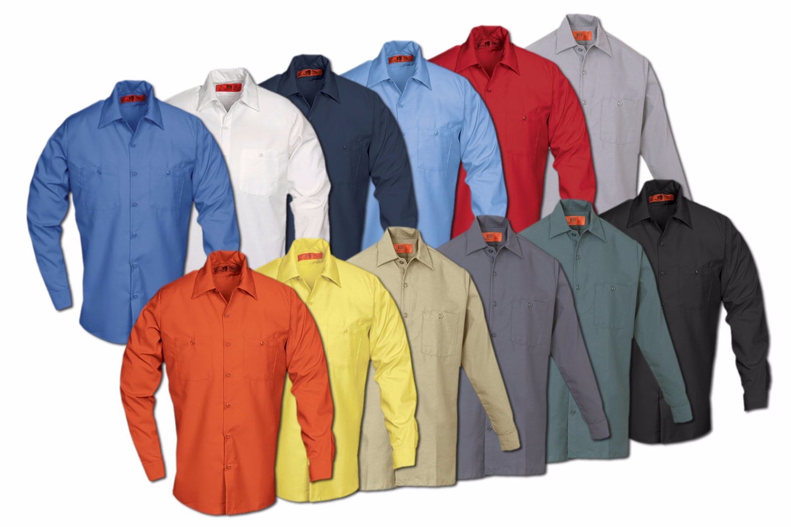 Work Shirts Industrial Uniform Two Pockets Long Sleeve REED Polyester/Cotton