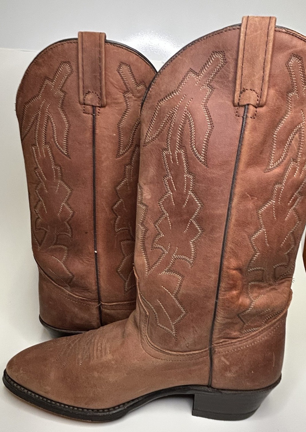 EUC Vintage Dan Post Marlboro Western Leather Cowboy Boots Brown P2551 Size 7 EW
