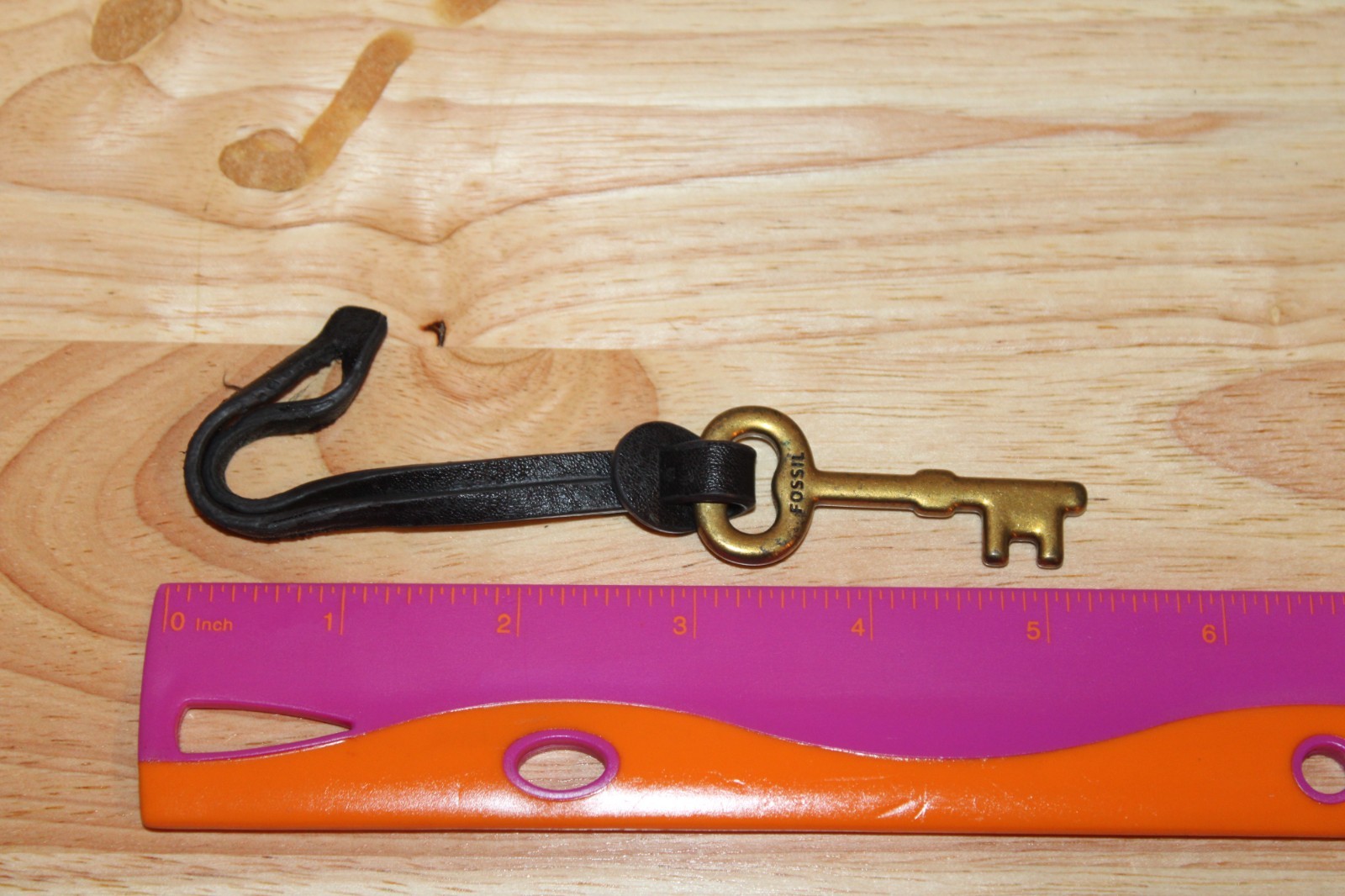 FOSSIL Antique Brass Gold Metal Brown Leather Vintage Style Key Replacement