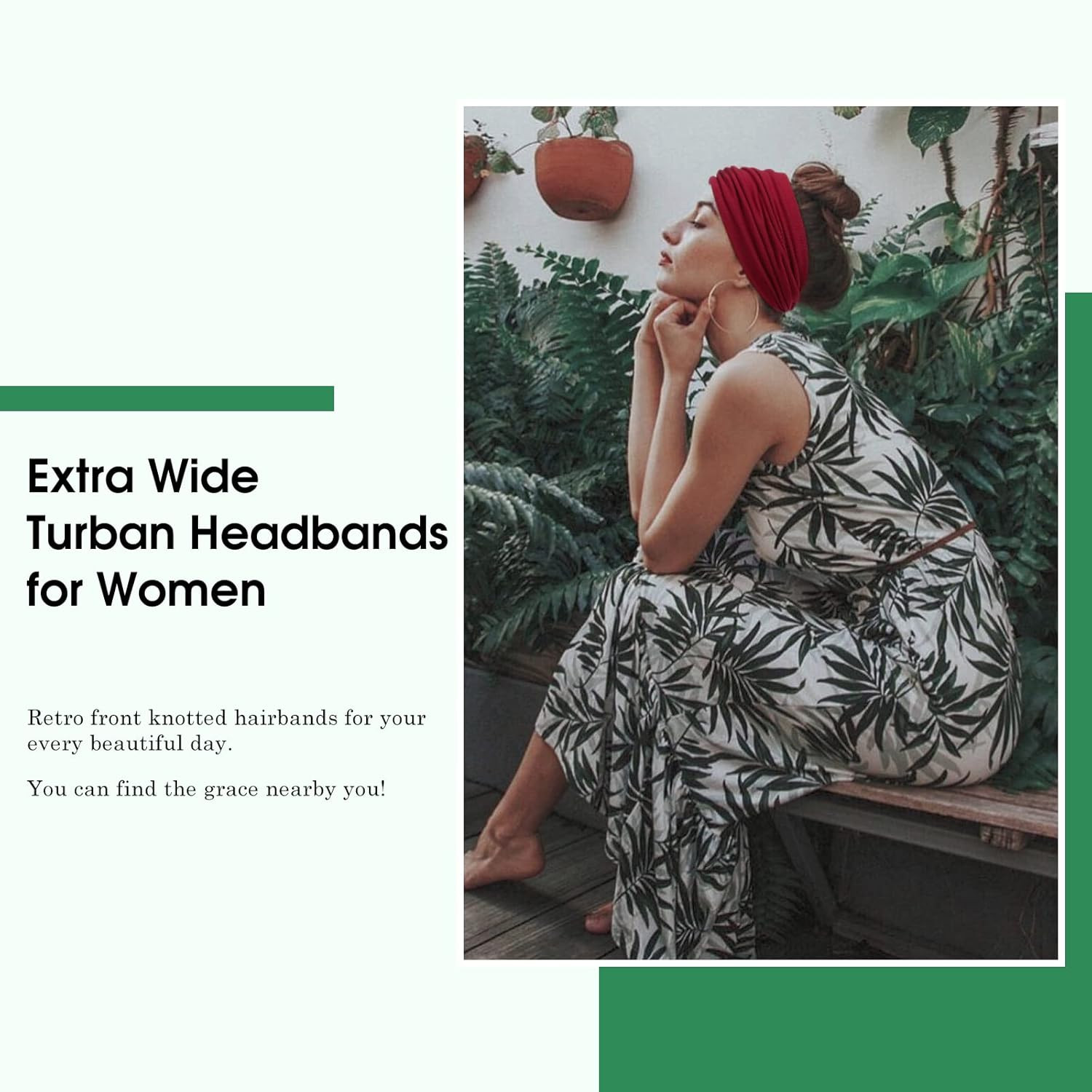 7” Extra Wide Headbands for Women, Large Thick Turban Head Wrap Headband, Boho