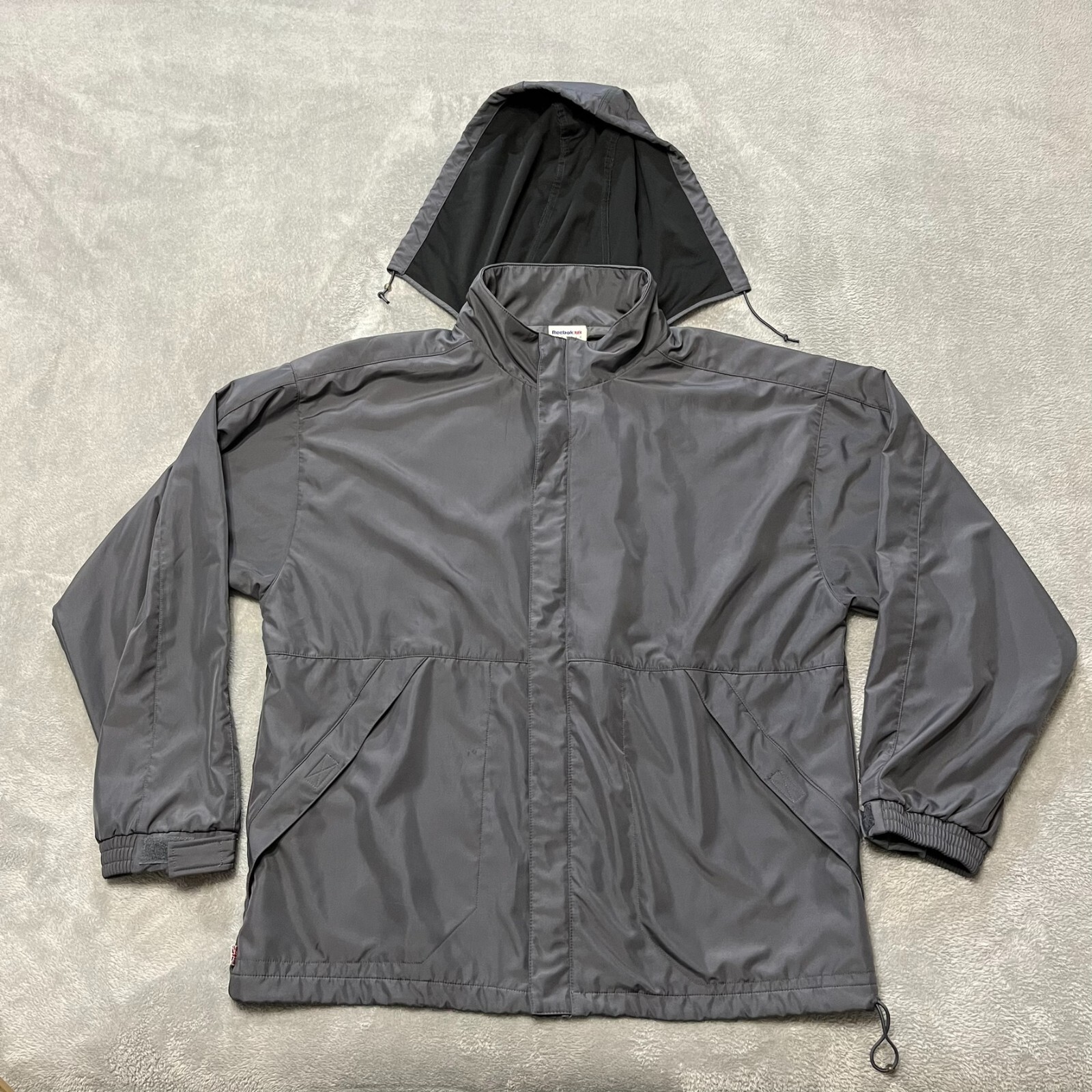 Vintage Reebok Classic Jacket Mens Large Gray Hooded Logo Full Zip Outdoor 90s