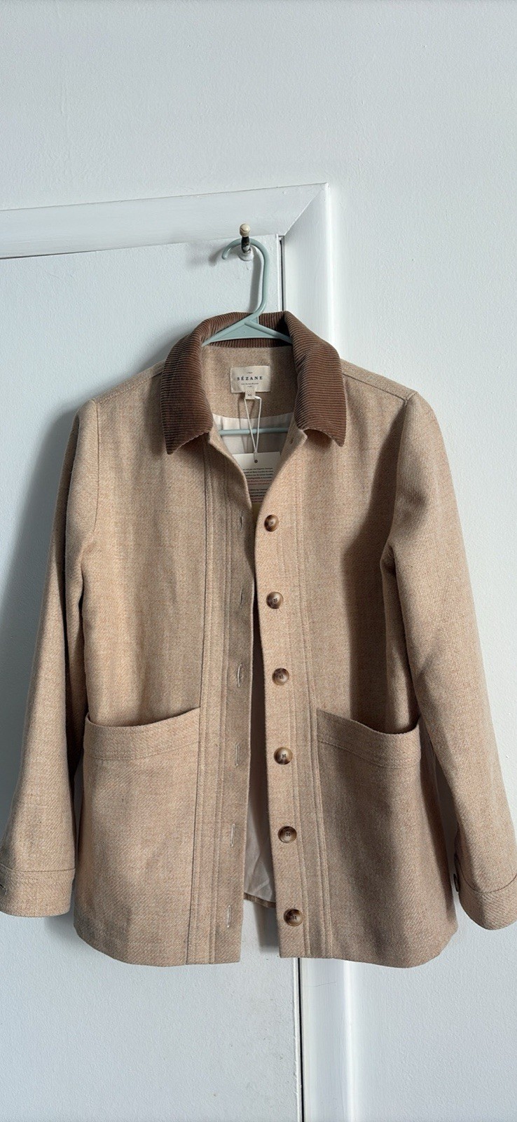 Sezane Will Jacket in Mottled Ecru Size XS NWT 100% Virgin Wool
