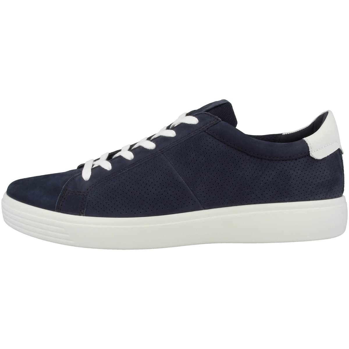 ECCO Mens’ Soft Classic Summer Sneaker – Night Sky Cow Nubuck/White Cow Nappa