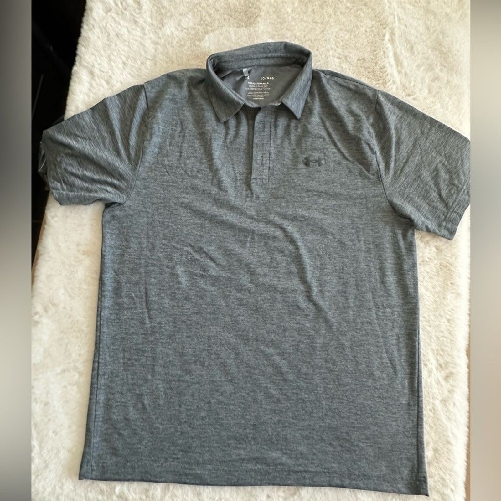 Under Armour large men gray playoff polo