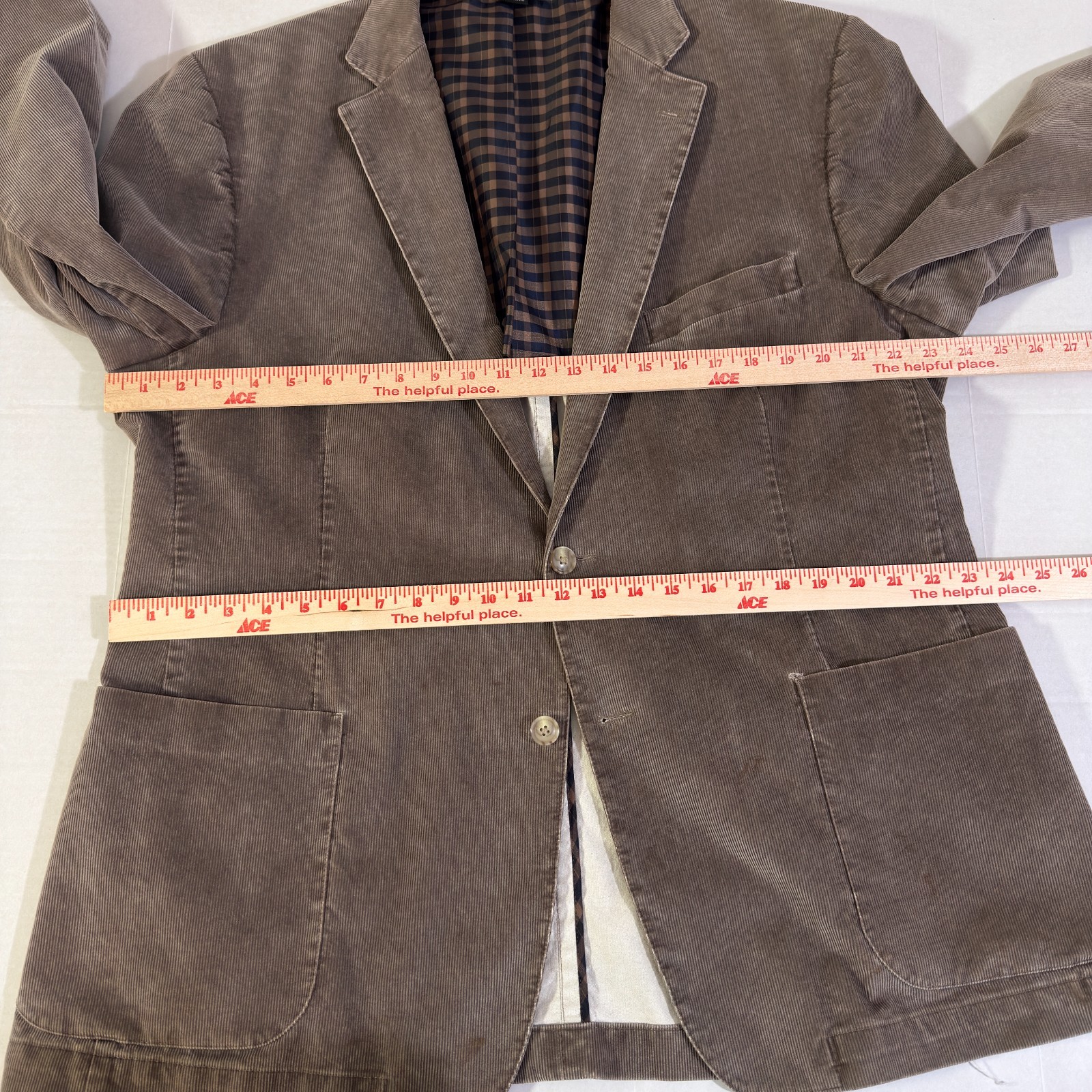 Haspel Corduroy Blazer Mens 46R Brown 2 Button Sport Cotton Half Lined *READ