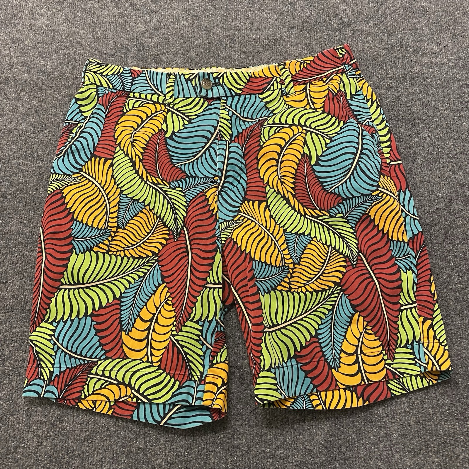 Loudmouth Fronds Klammer Golf Shorts Mens Size 34 Abstract Colorful Stretch Fit