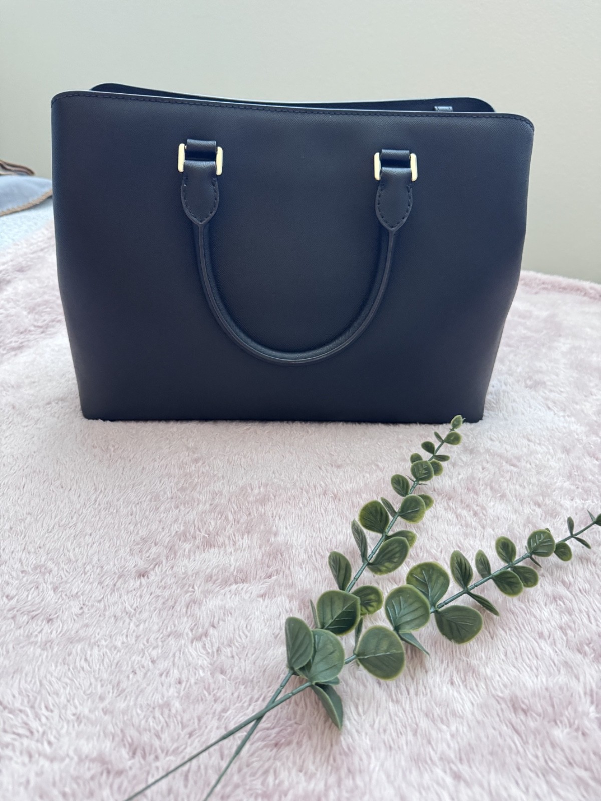 Michael Kors Black Savannah Saffiano Leather Satchel Bag Authentic