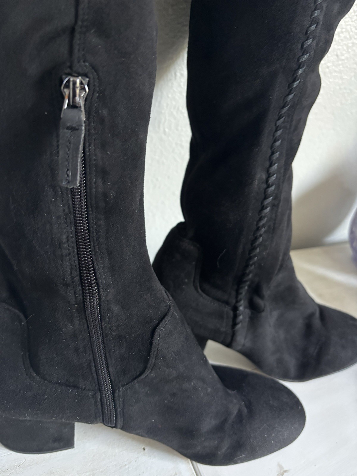 Franco Sarto Black Over-the-Knee Suede-Look Boots