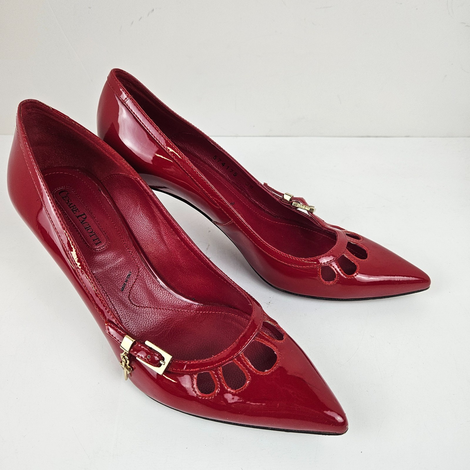 Cesare Paciotti Red and Black Dagger Heels Stiletto 574175 Size 36 See Pics