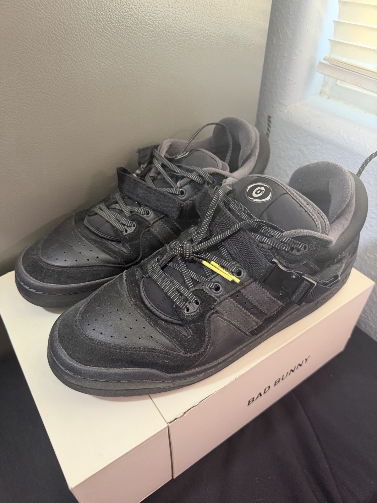adidas Bad Bunny Forum Buckle Low Back To School Black Suede Sneaker GW5021