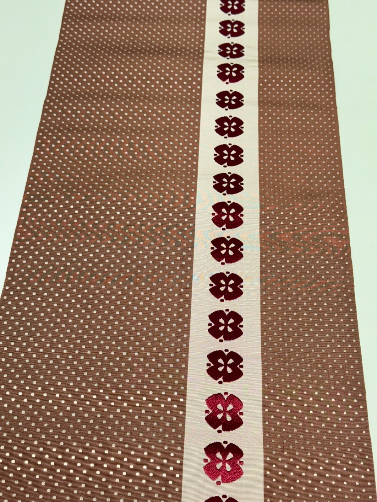 Japanese Vintage Kimono BOLT FABRIC cloth Silk brown Cut Sales 35.4×11.4in