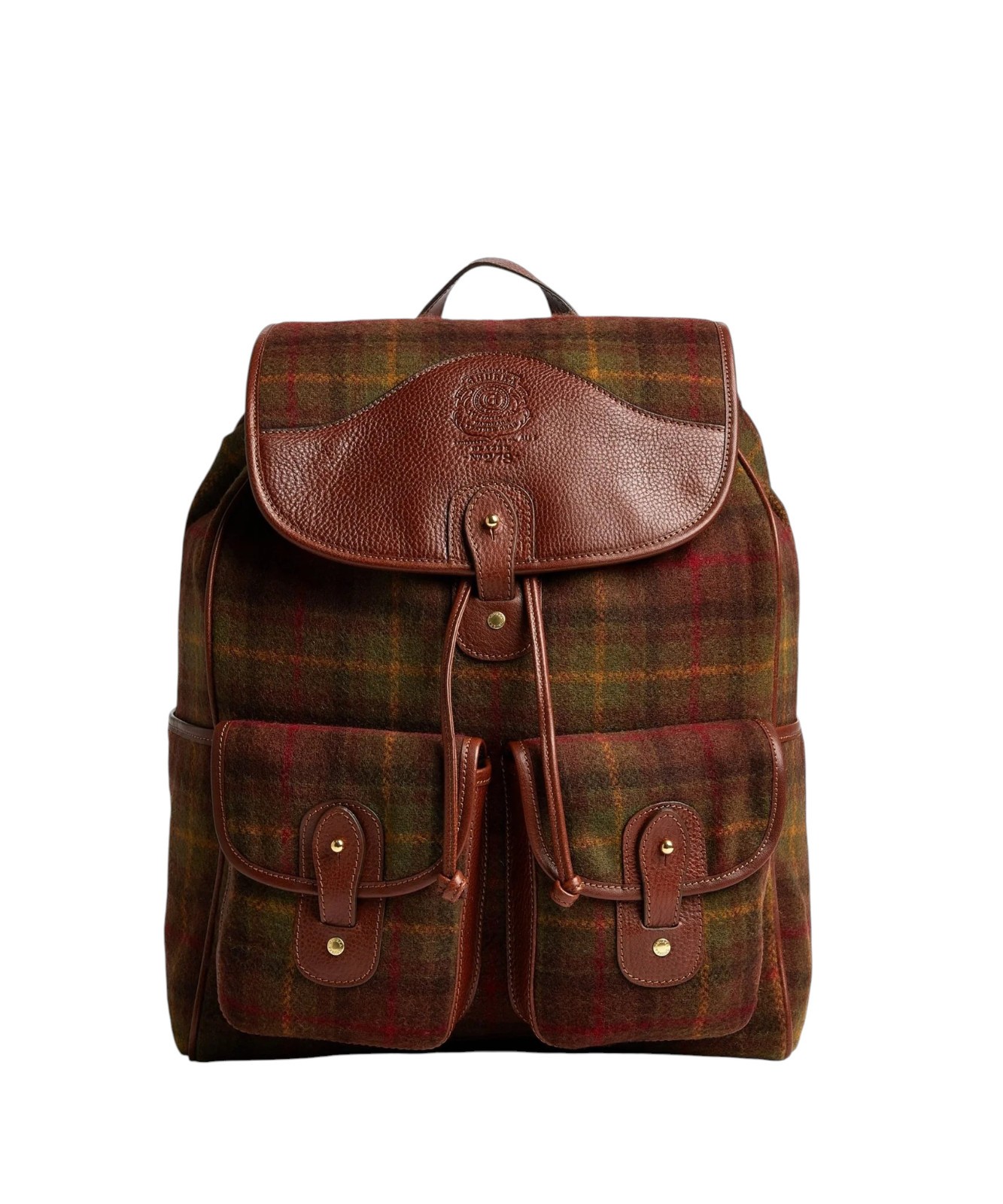 Men’s Ghurka Chestnut Plaid Wool Leather Blazer No. 278 Backpack New $1495