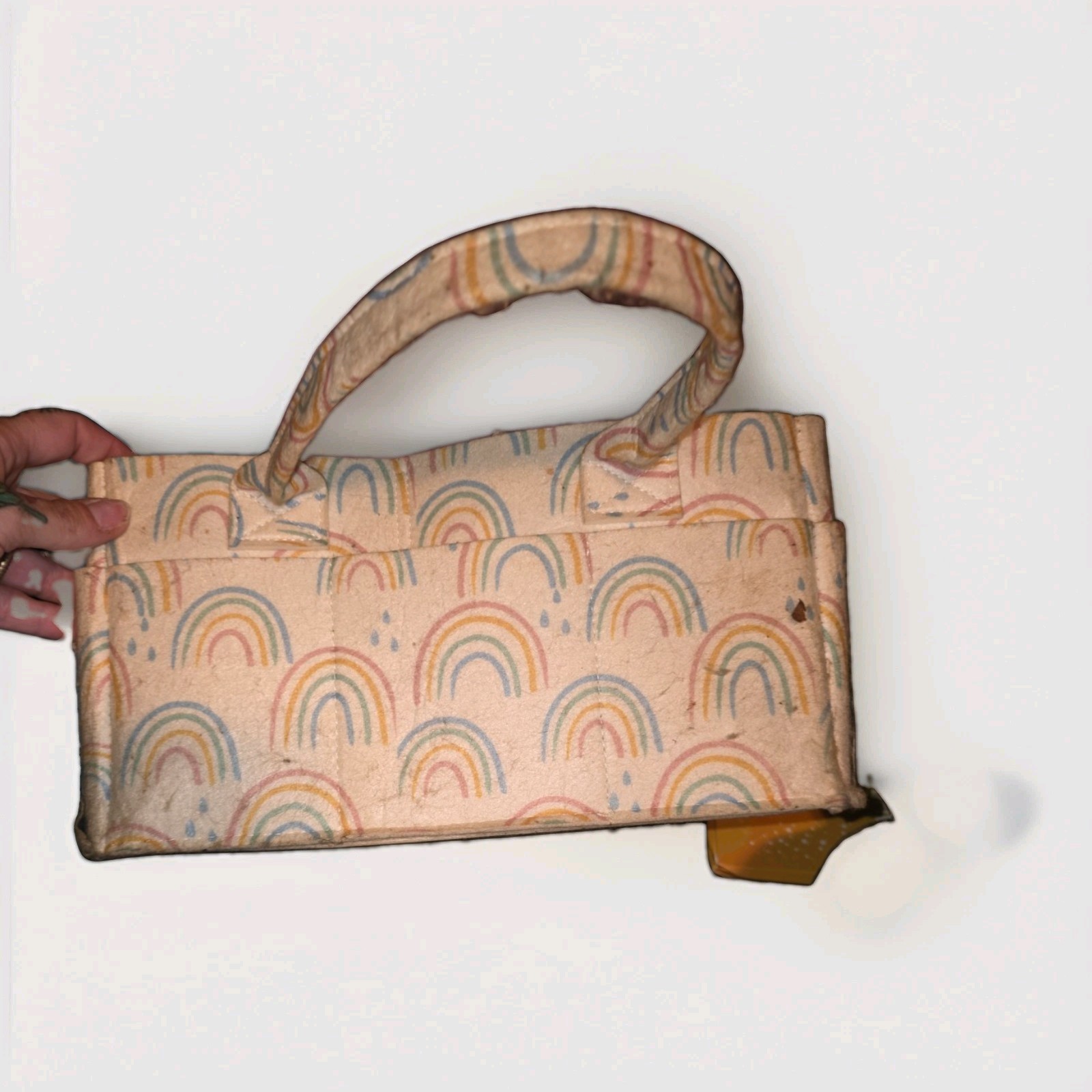 Women’s Small Beige Multicolor Rainbow Print Organizing Caddy