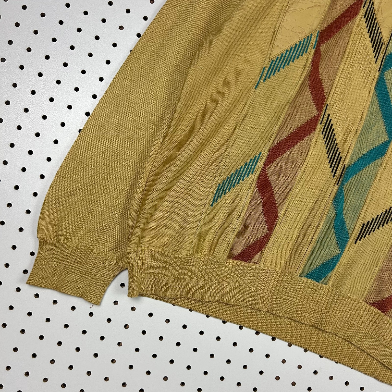 90s Colorful COOGI STYLE Sweater XL Gold Multicolor Hip Hop Leather Falcone Y2K
