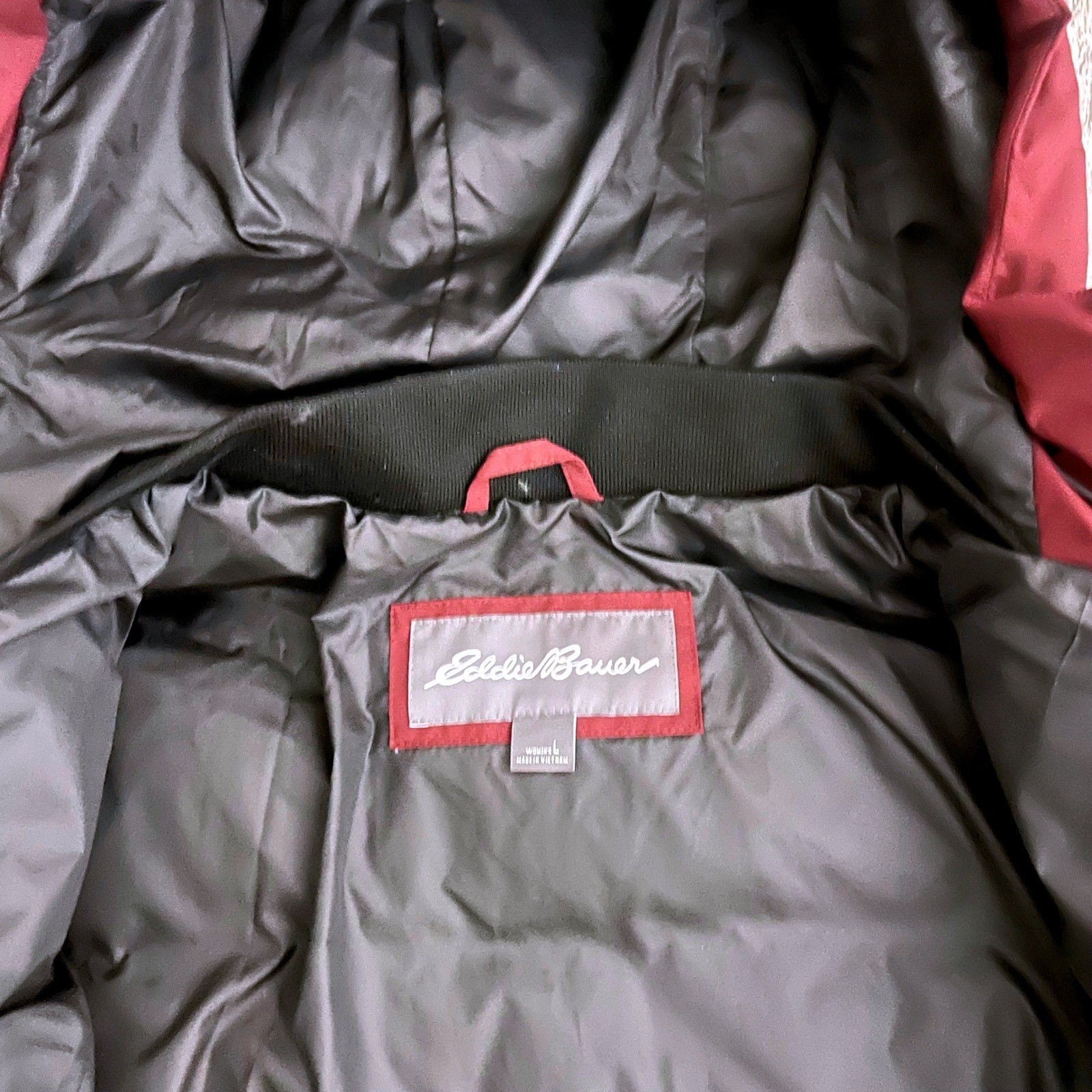 Eddie Bauer Glacier Peak Seam-Sealed Down Parka Burgundy 650 Puffer Jacket L