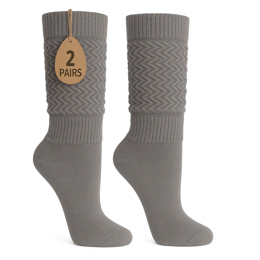 Slouch Socks Women and Men Extra Tall Heavy Socks 2 PAIRS Size 9-11