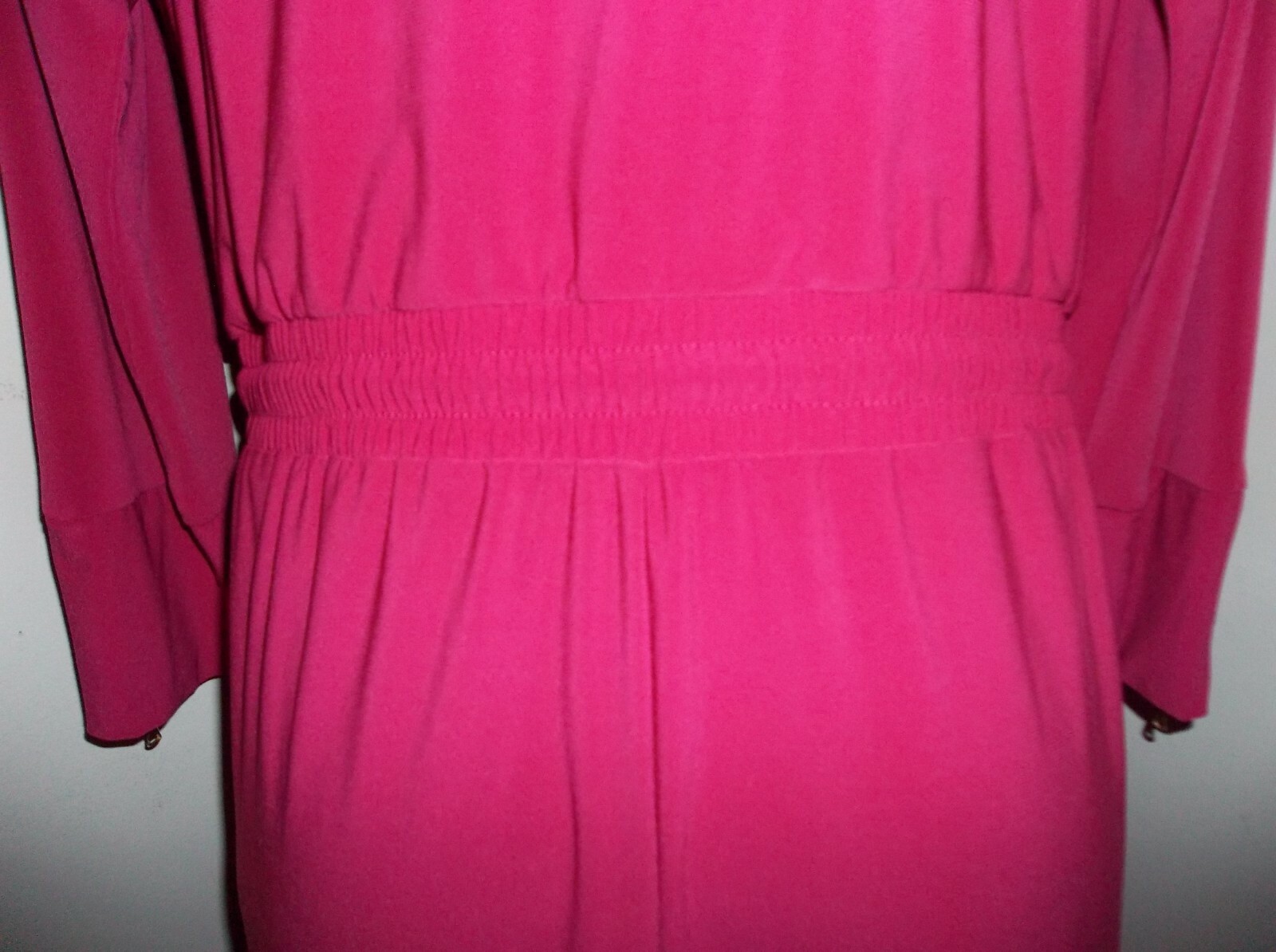 SOHO APPAREL LTD Deep Pink Career Dress Elastic Waist, Size Large, Poly/Spandex