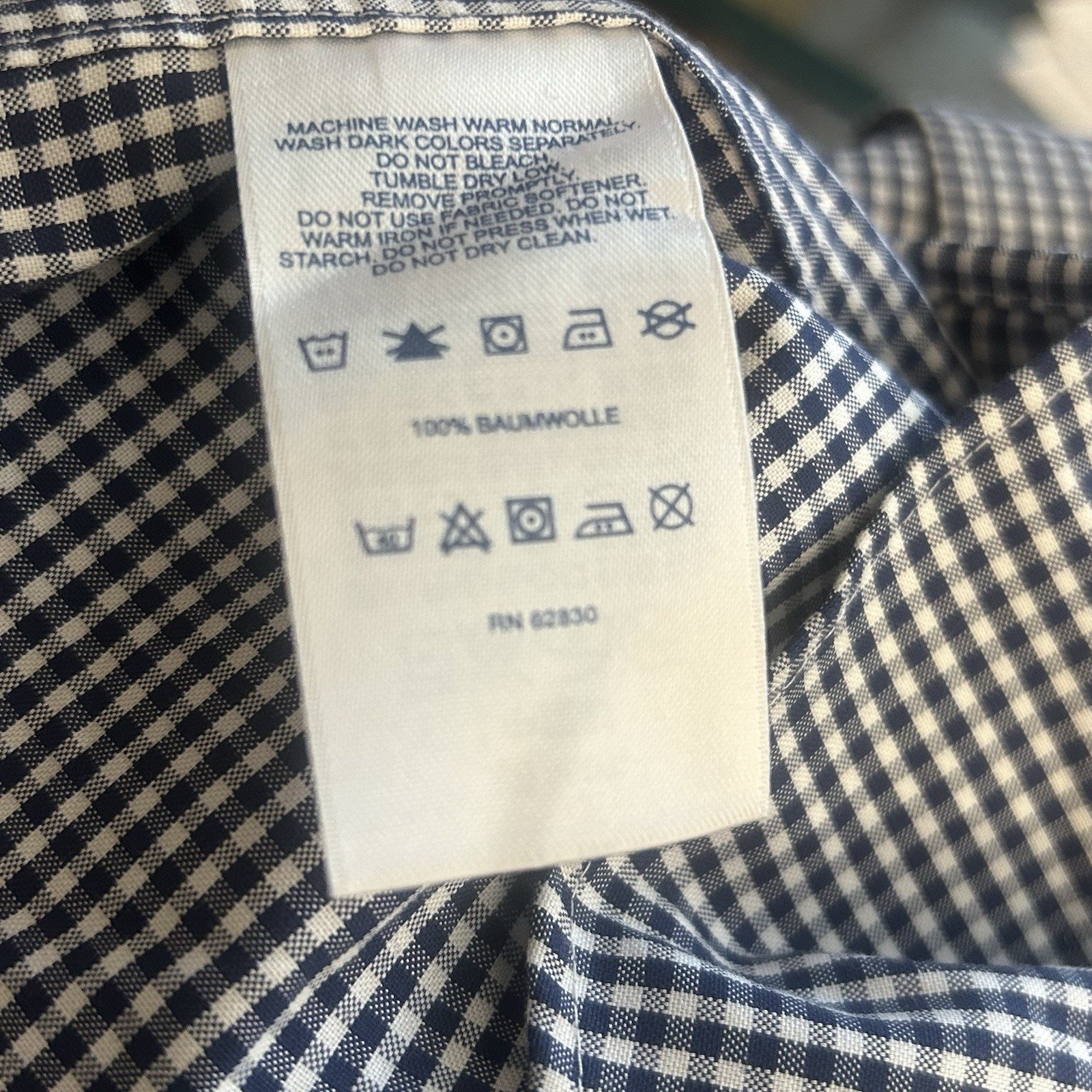 Lands End Blue White Gingham Print Button Down Men XXL 100% Baumwolle Cotton