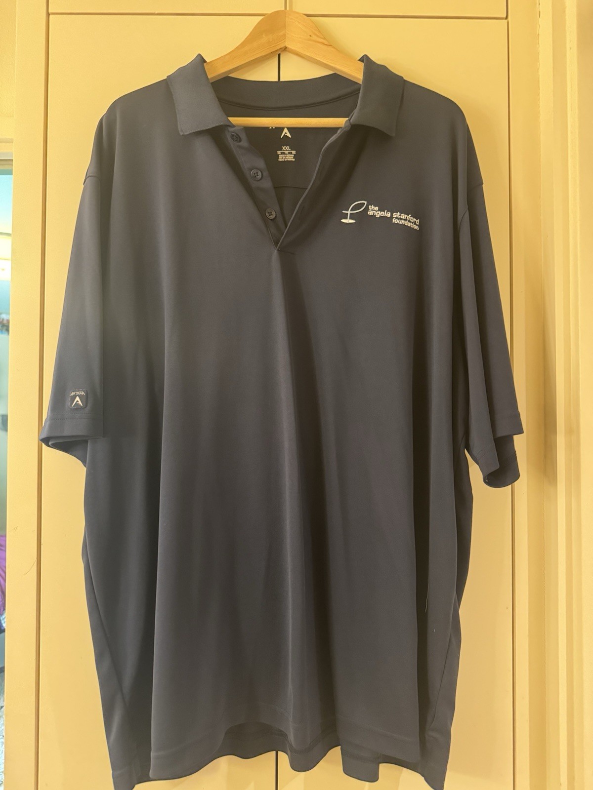 Antigua Men’s XXL Navy Solid Short Sleeve Polo, Embroidered Logo Foundation