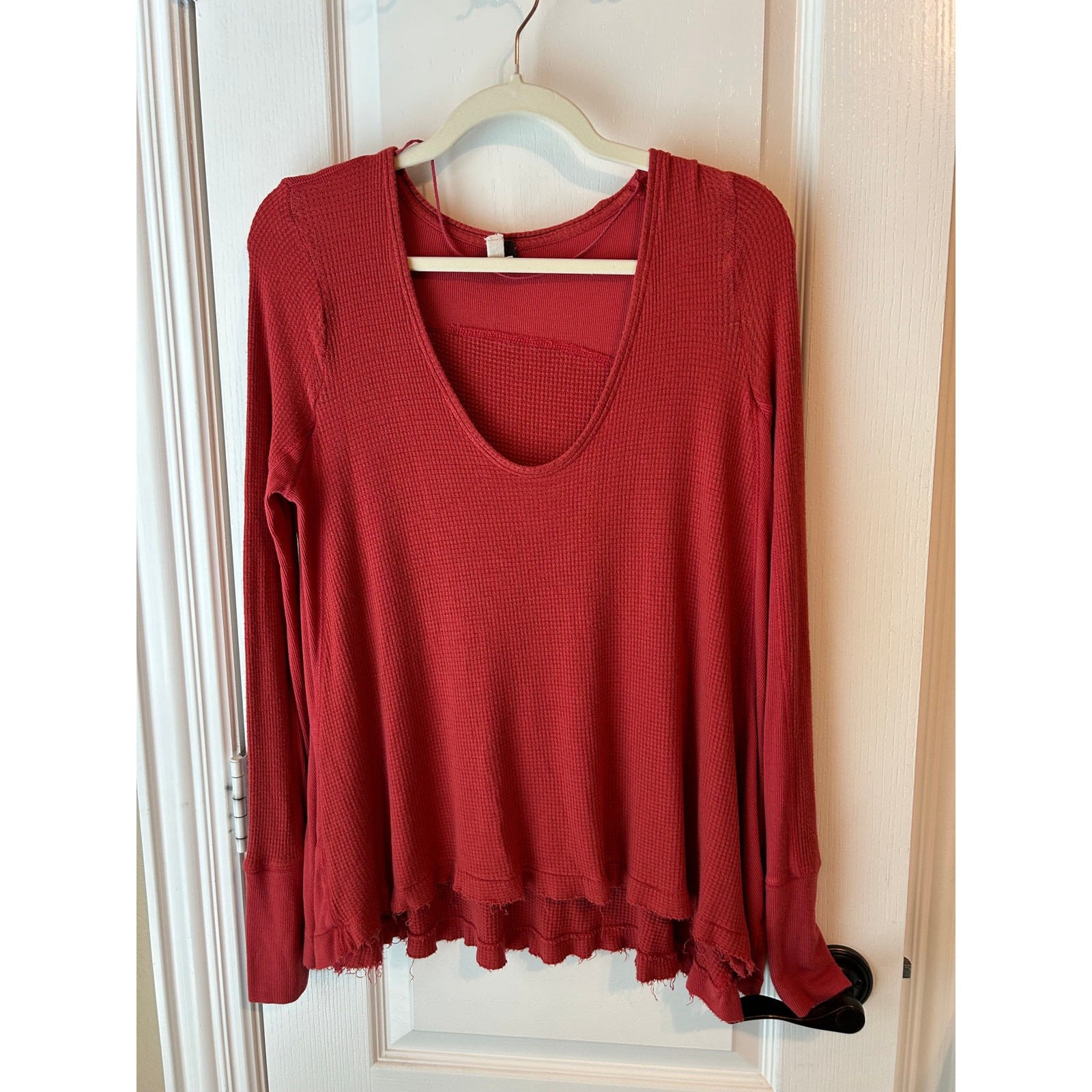 We the Free Brick Red Pullover Thermal Loose Boho Soft Top