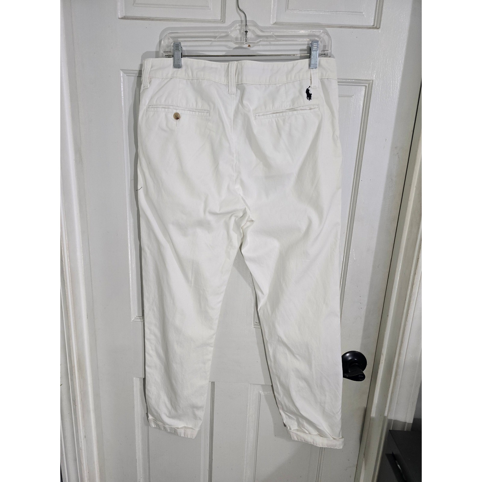 Ralph Lauren Sport Womens White Cotton Chino Pants Size 10 Embroidered Pony Logo