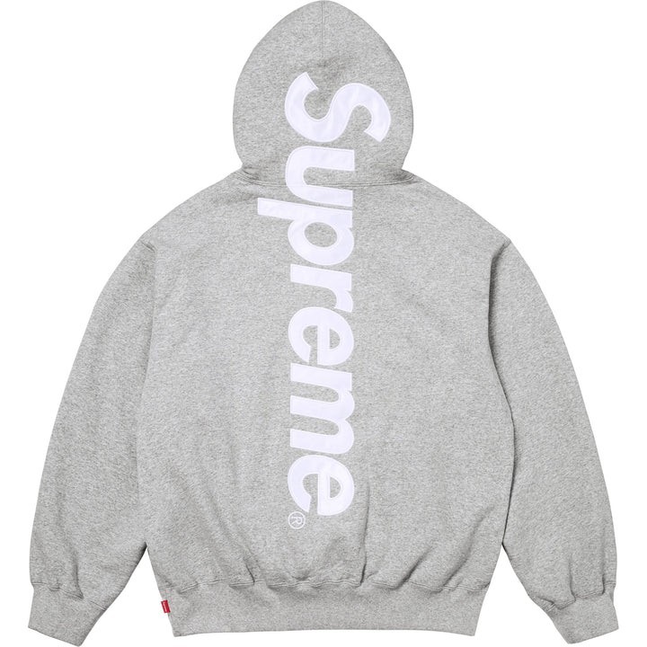 Supreme Satin Applique Hooded Sweatshirt Heather Grey
