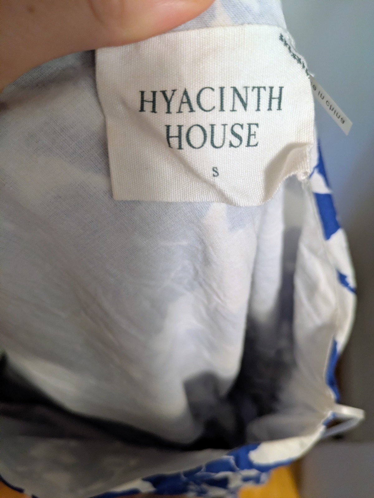Hyacinth House Blue White Floral One Shoulder Maxi Dress Ruffle Lined Cotton S