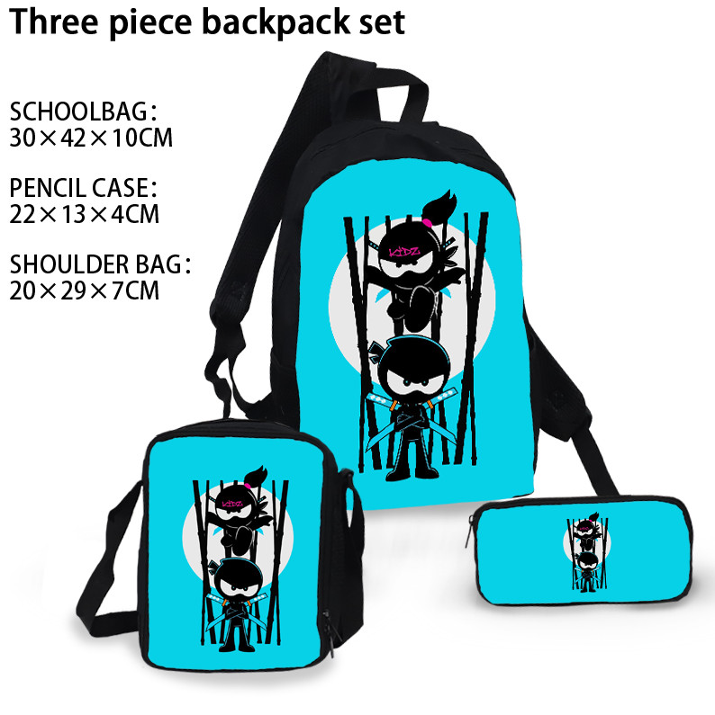 3pcs Set Ninja Kidz School Backpack Shoulder Bags Pencil Case Bag set kids bags