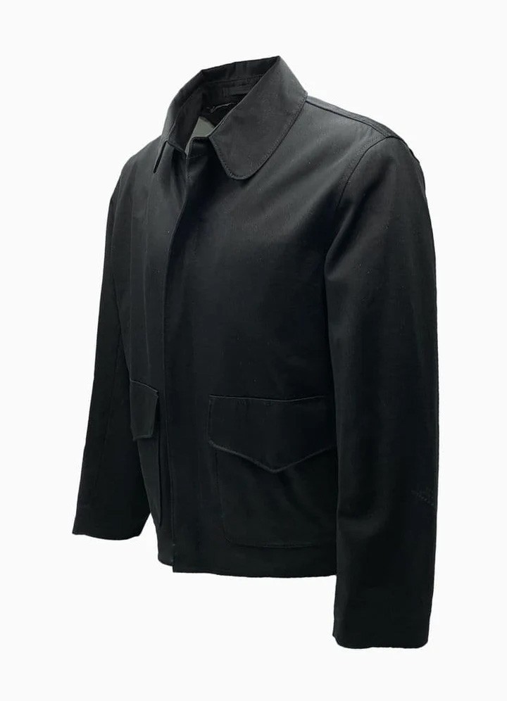 Men’s Black Chore Jacket Utility Workwear Coat Collared Flap Pocket Casual