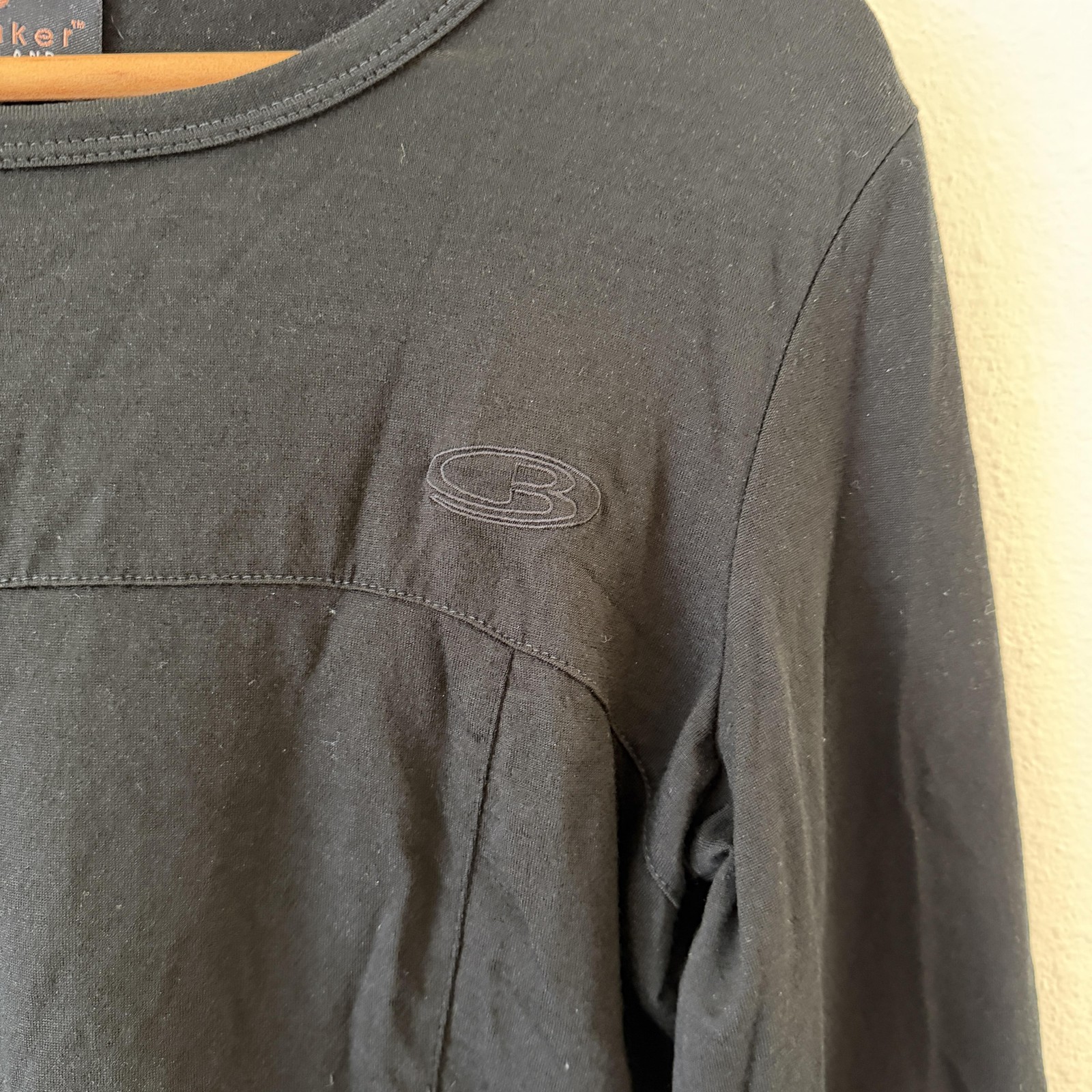 Icebreaker Merino Wool Base Layer Womens L Black Long Sleeve Outdoor Hiking Top