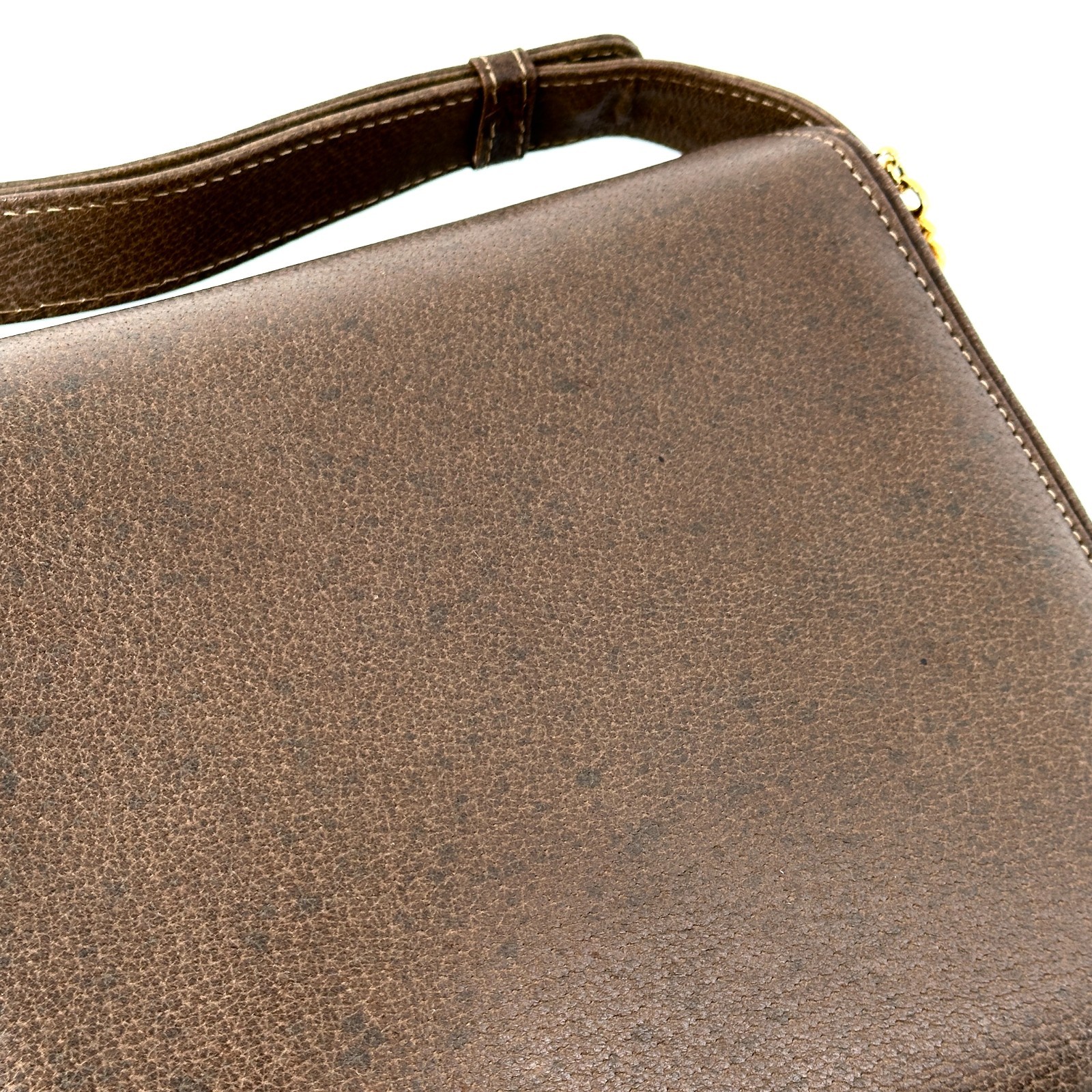 Gucci Vintage Shoulder Bag Leather Brown Authentic 389T0353