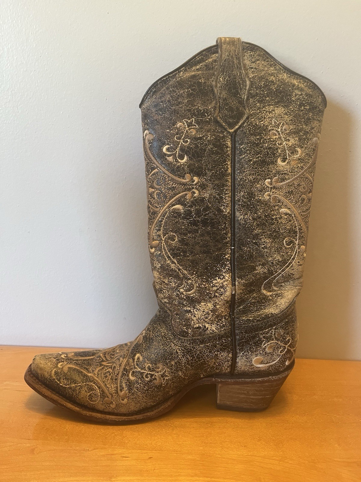 CIRCLE G by Corral Western Cowboy Boots Snip Toe Crackle Boho L5048 Women Sz 8 M