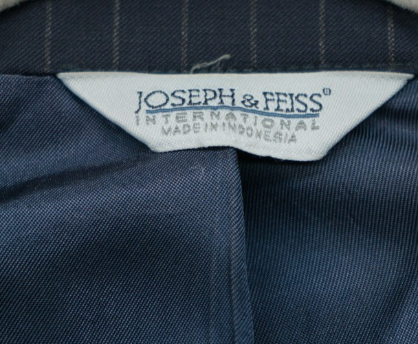 Joseph & Feiss Blazer Mens 44 Dark Navy Blue Striped 100% Wool Jacket ~ EUC