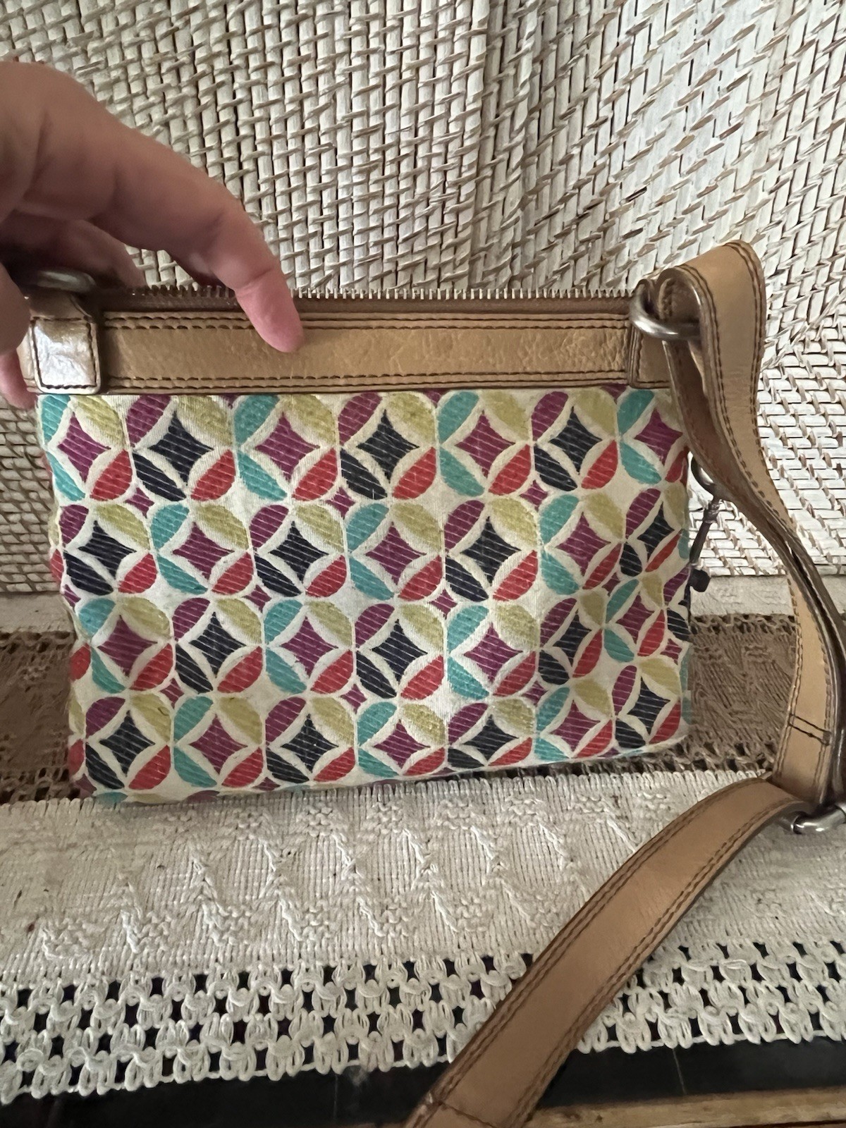 FOSSIL Maddox Shoulder Bag Or Crossbody, Turn Lock Front Zip Closure, Colorful