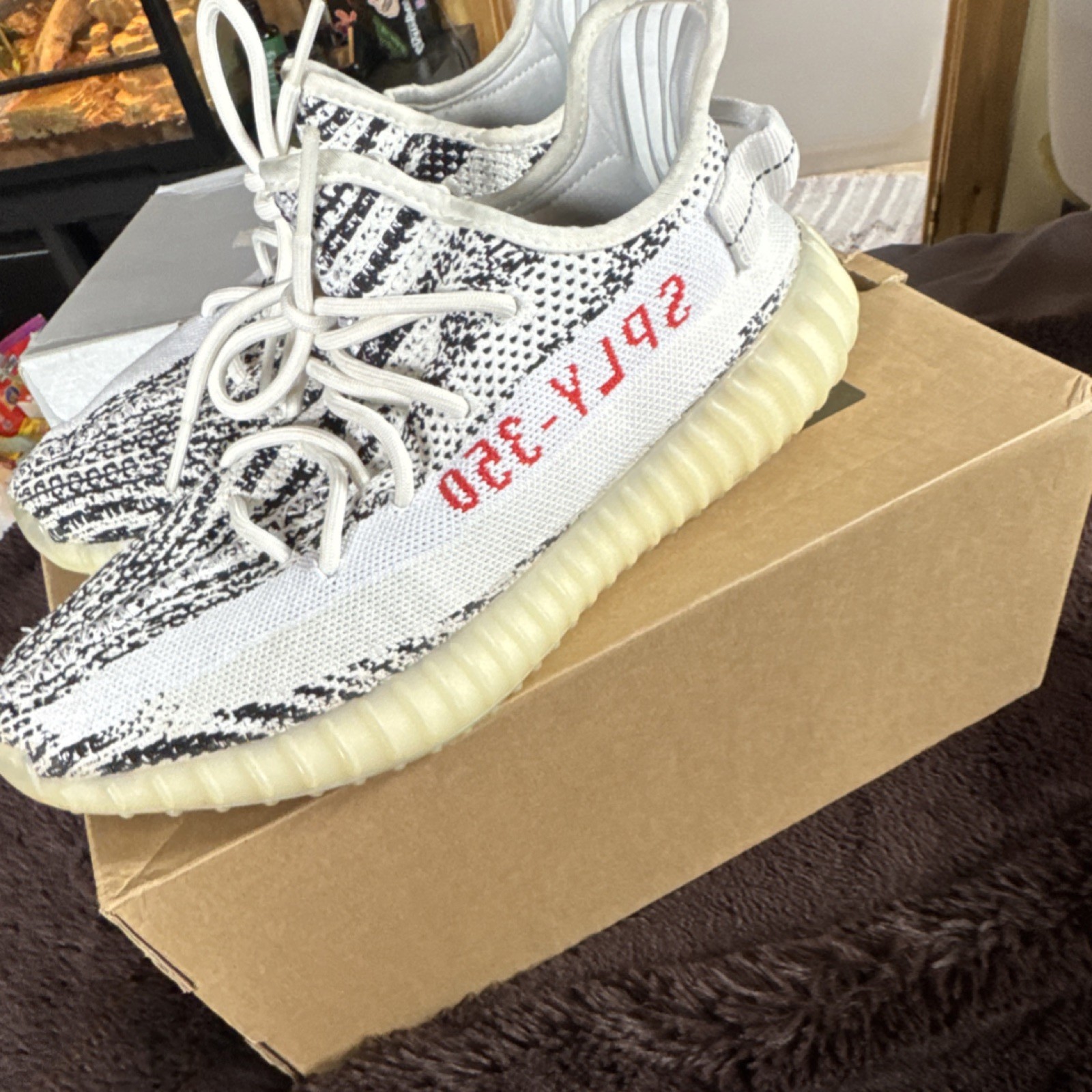 adidas Yeezy Boost 350 V2 CP9654 Zebra White Black Red Kanye West Sneaker