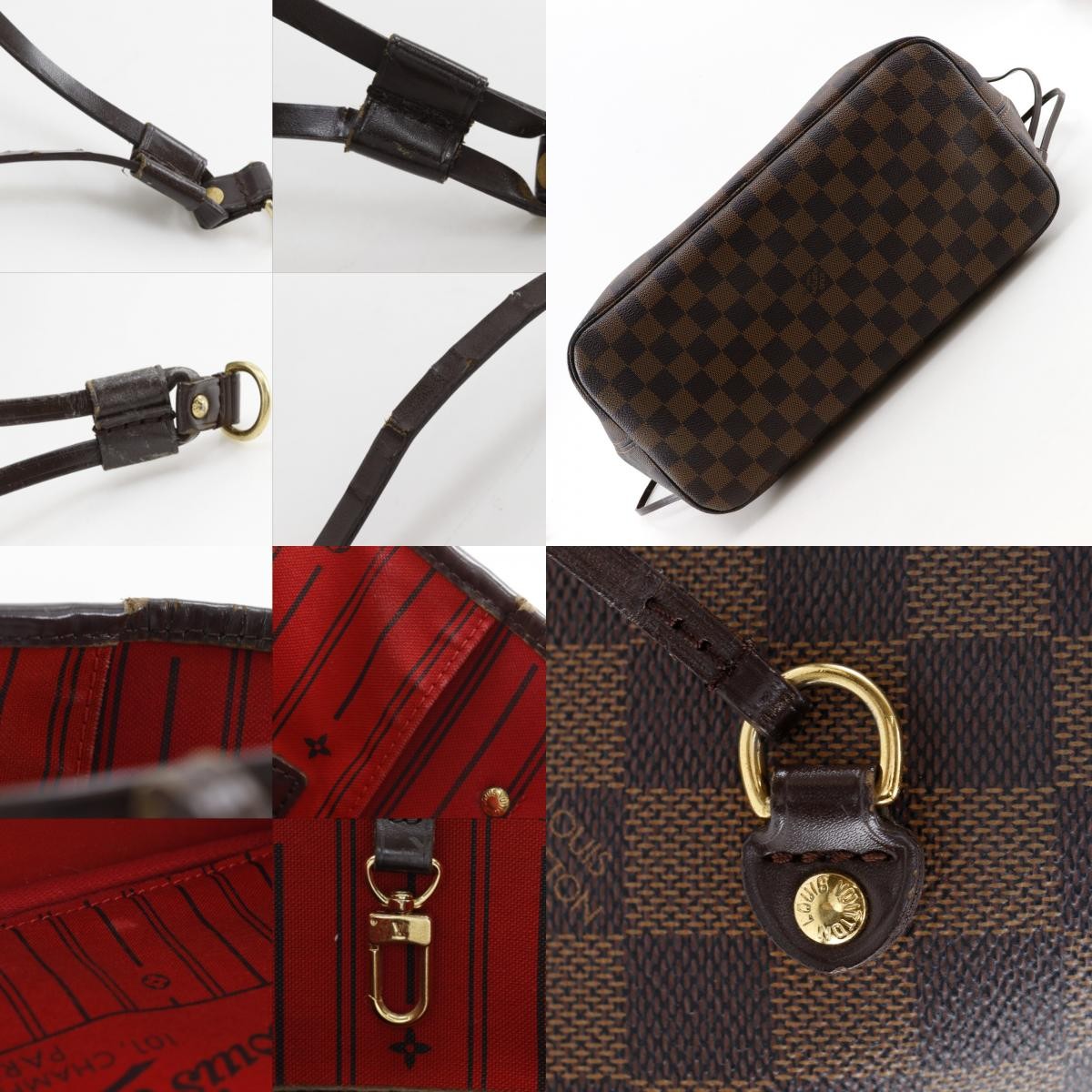 LOUIS VUITTON Neverfull MM Tote Bag N51105 Brown Damier canvas Women