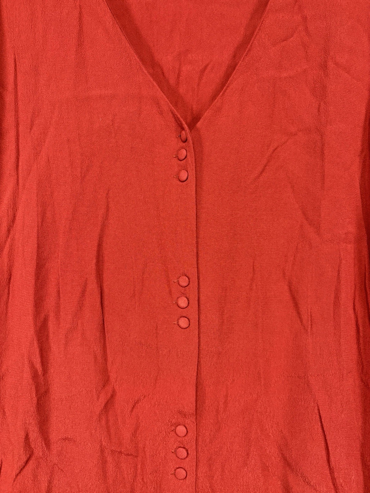 Madewell Red V-Neck Button Front Long Sleeve Shift Short Dress Viscose M