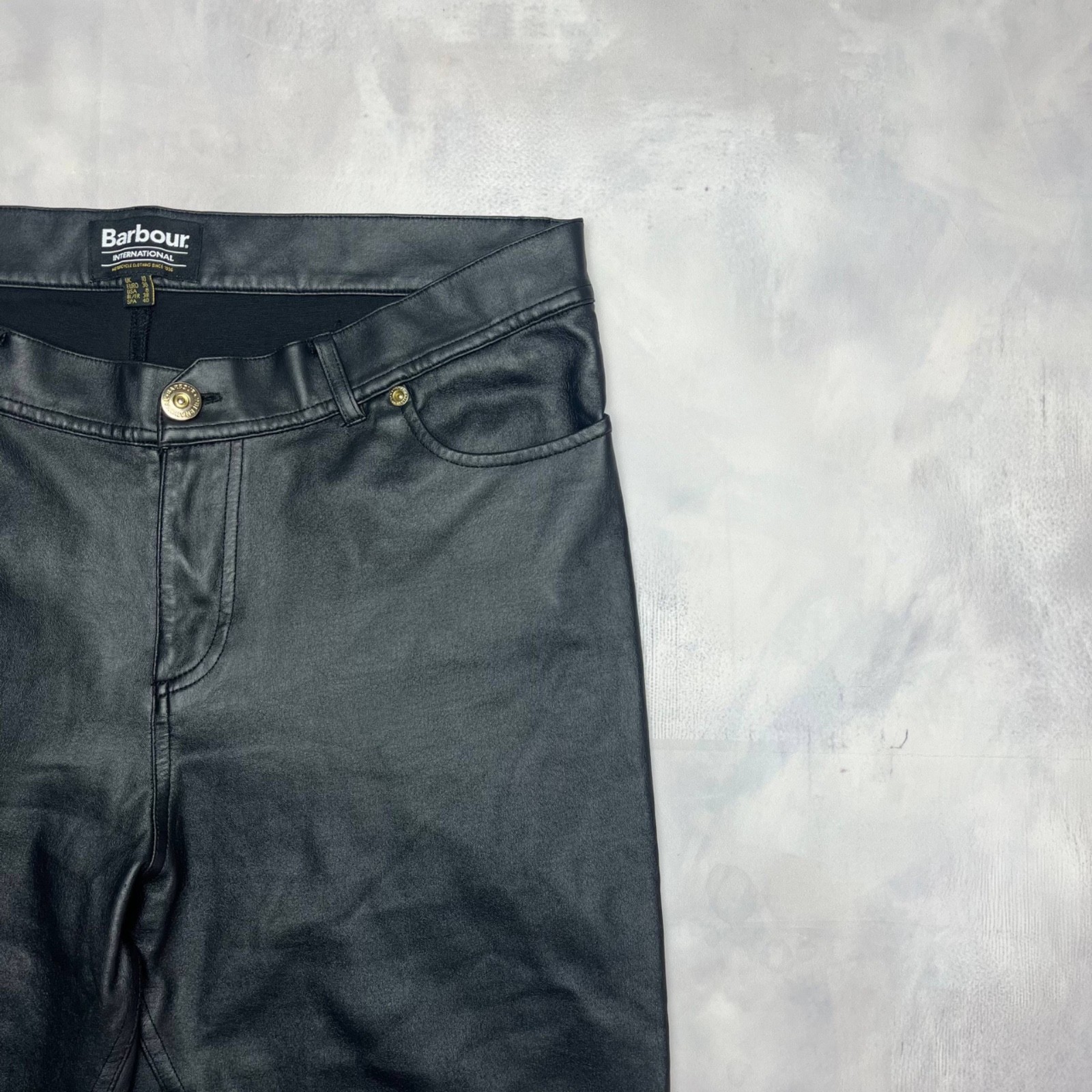 Barbour International Women’s Black Coated Skinny Trousers Jeans Size UK 10 W28