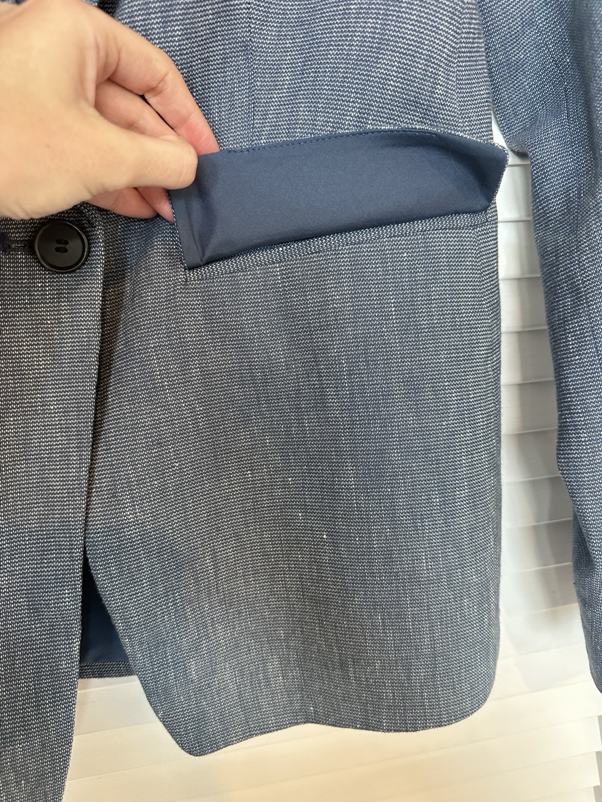 LOFT Linen Blend Classic Tailored Single Button Blazer Jacket 2